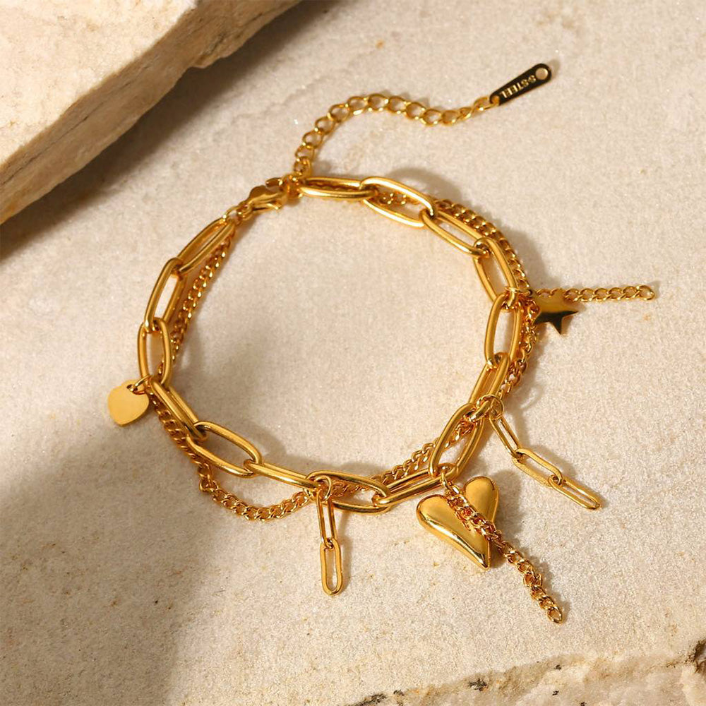 Chunky Layered Hearty Bracelet