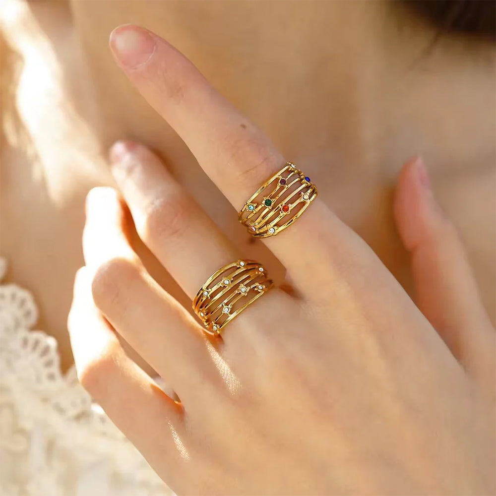 Crystal Stack Adjustable Ring