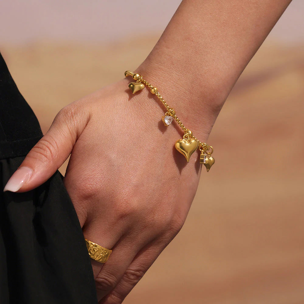 Heart Charm Zircon Bracelet