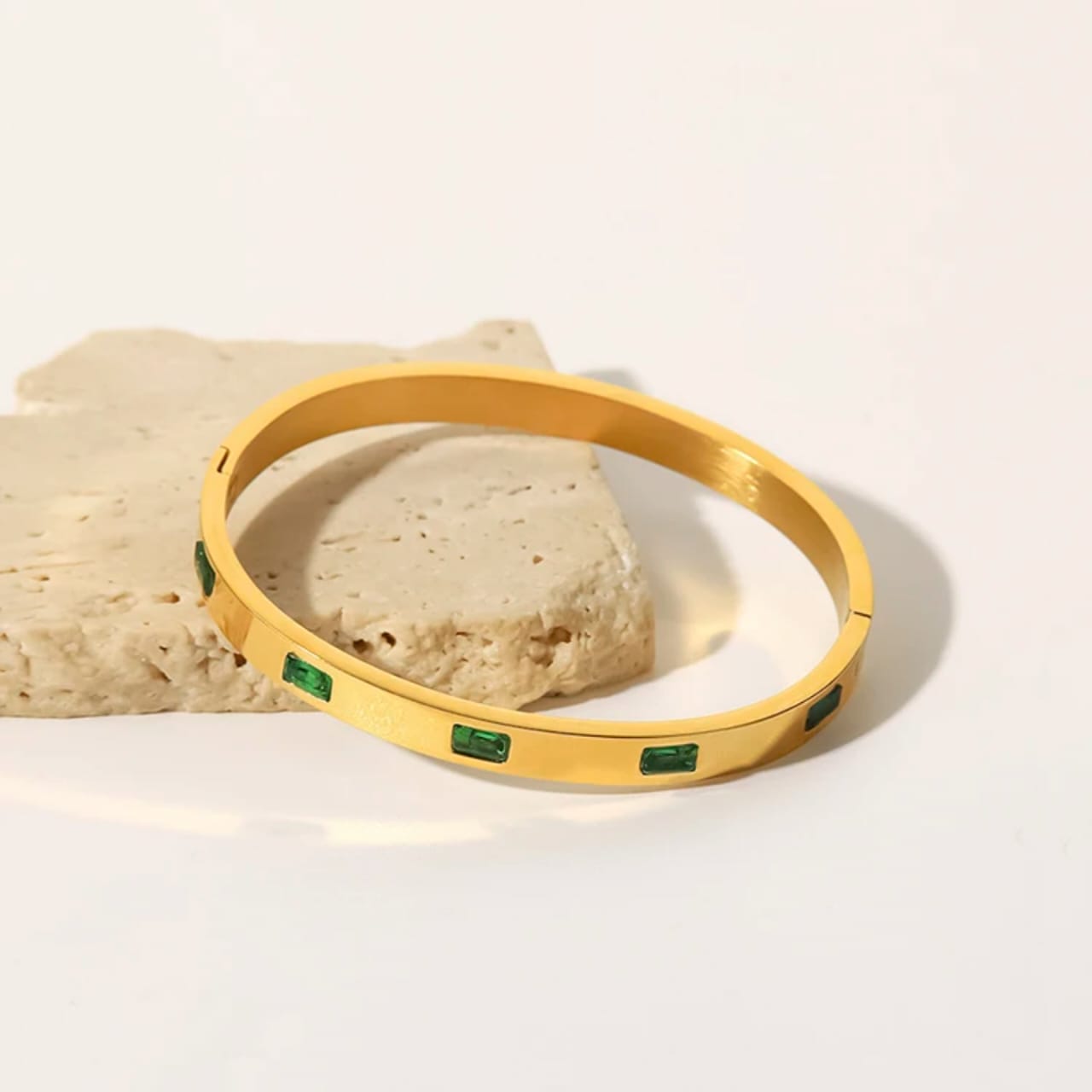 Cubic Emerald Bangle
