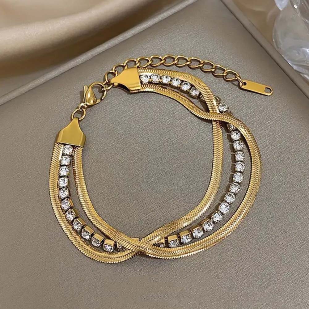 Crystal multi-layered snake bracelet