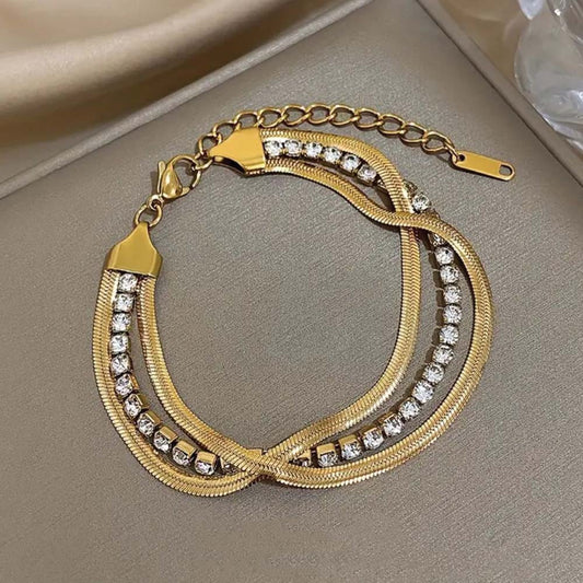 Crystal multi-layered snake bracelet