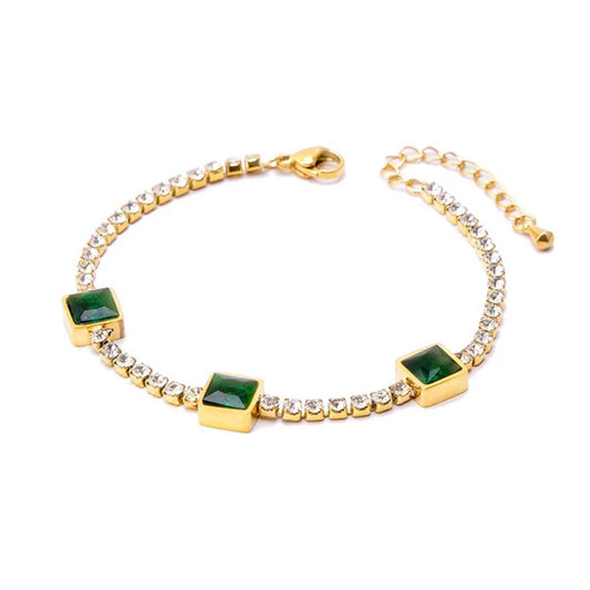 Green Cubic Zirconia Tennis Bracelet
