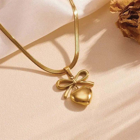 Bow knot Heart Pendant