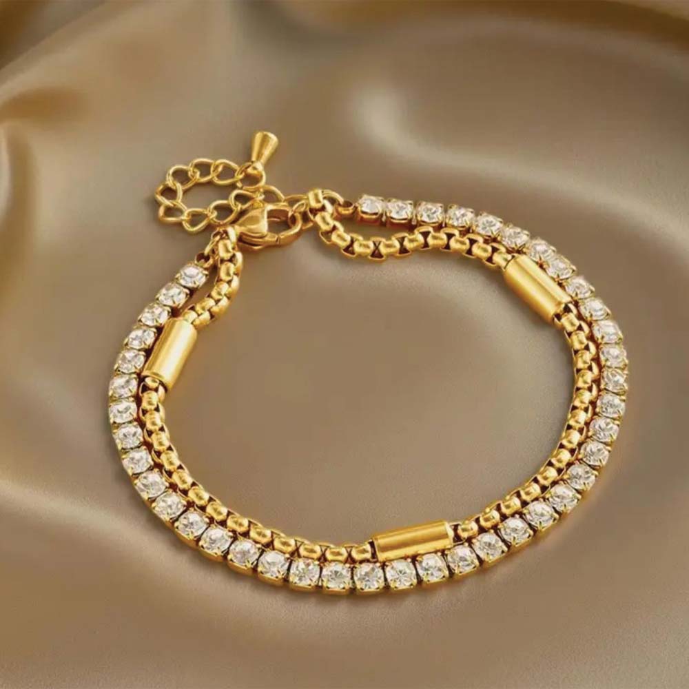 Double chain sparkling bracelet