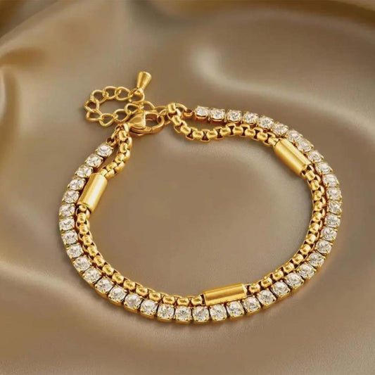 Double chain sparkling bracelet