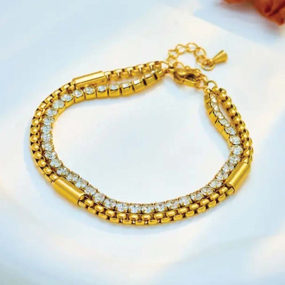 Double chain sparkling bracelet