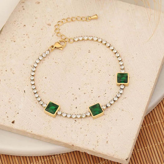 Green Cubic Zirconia Tennis Bracelet