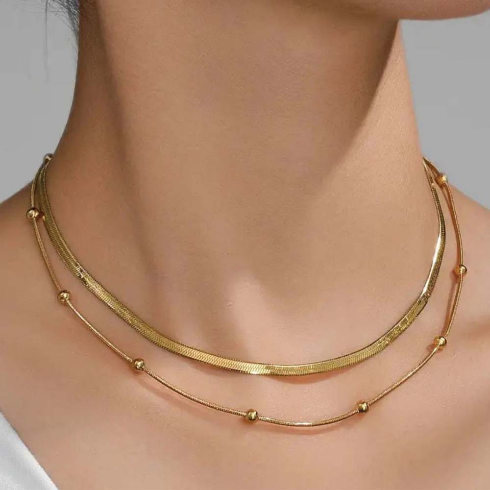 Layered Bead Snake Necklace