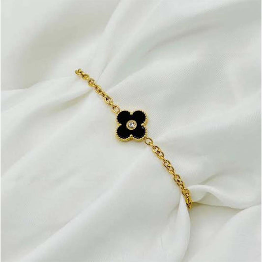 Single Motive Clover Bracelet - Black