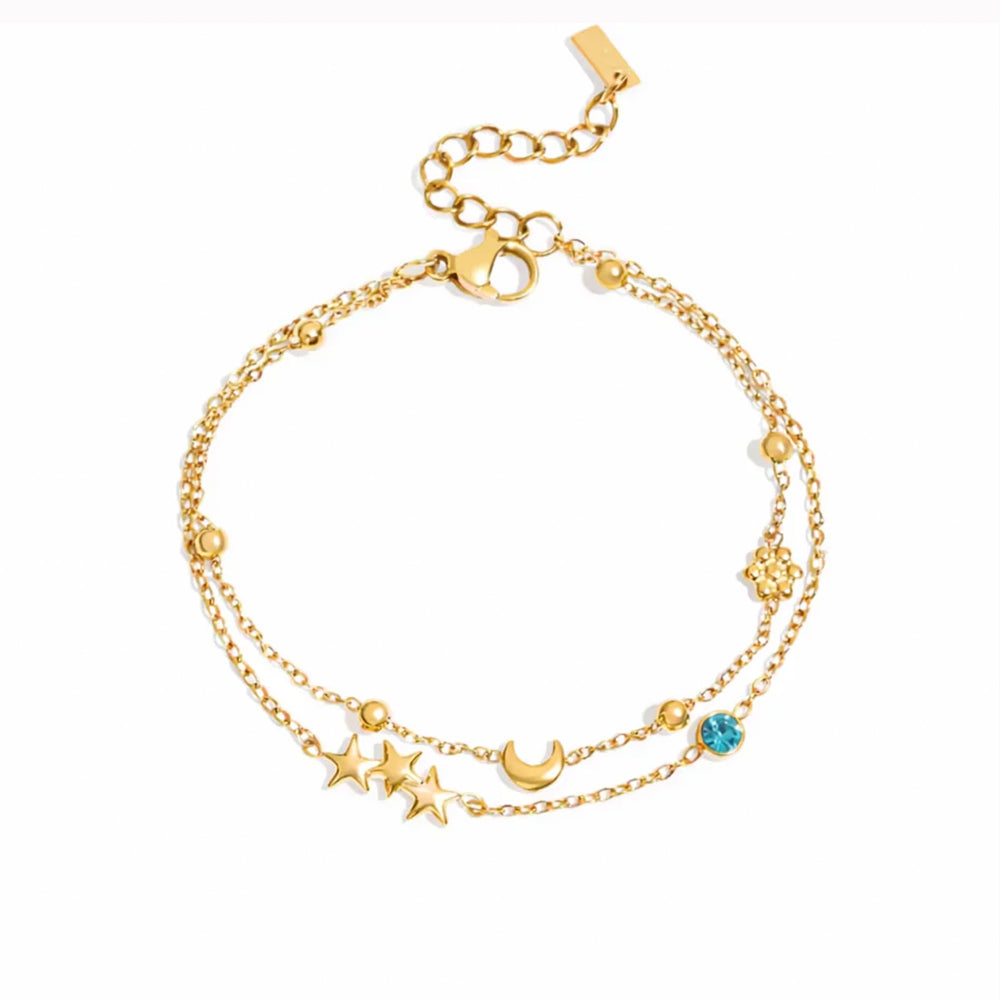 Blue Crystal Charm Bracelet