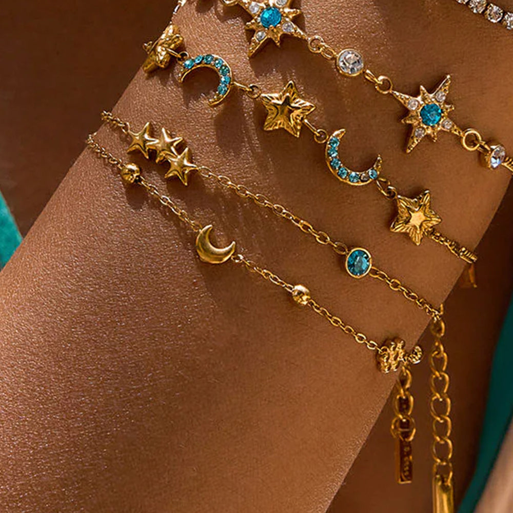Blue Crystal Charm Bracelet