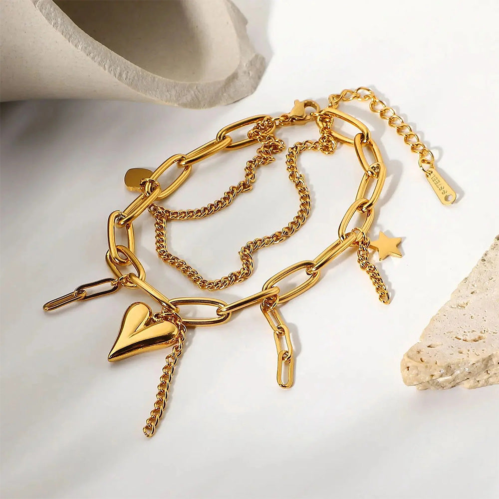Chunky Layered Hearty Bracelet