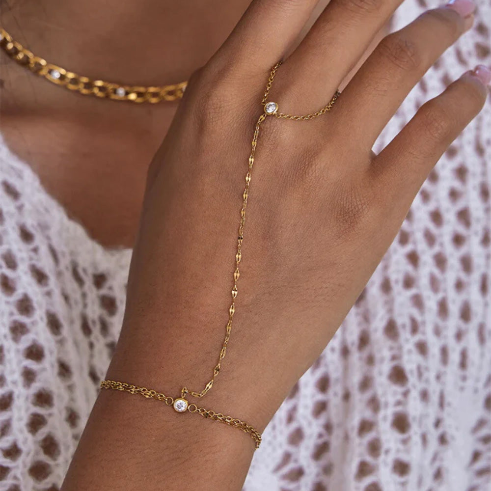 Crystal Chain Finger Bracelet