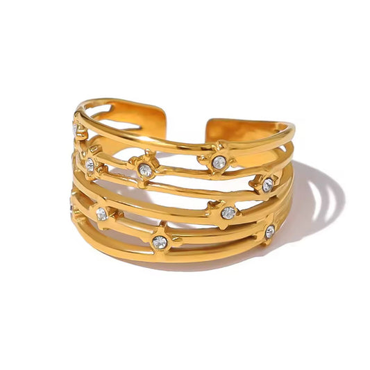 Crystal Stack Adjustable Ring
