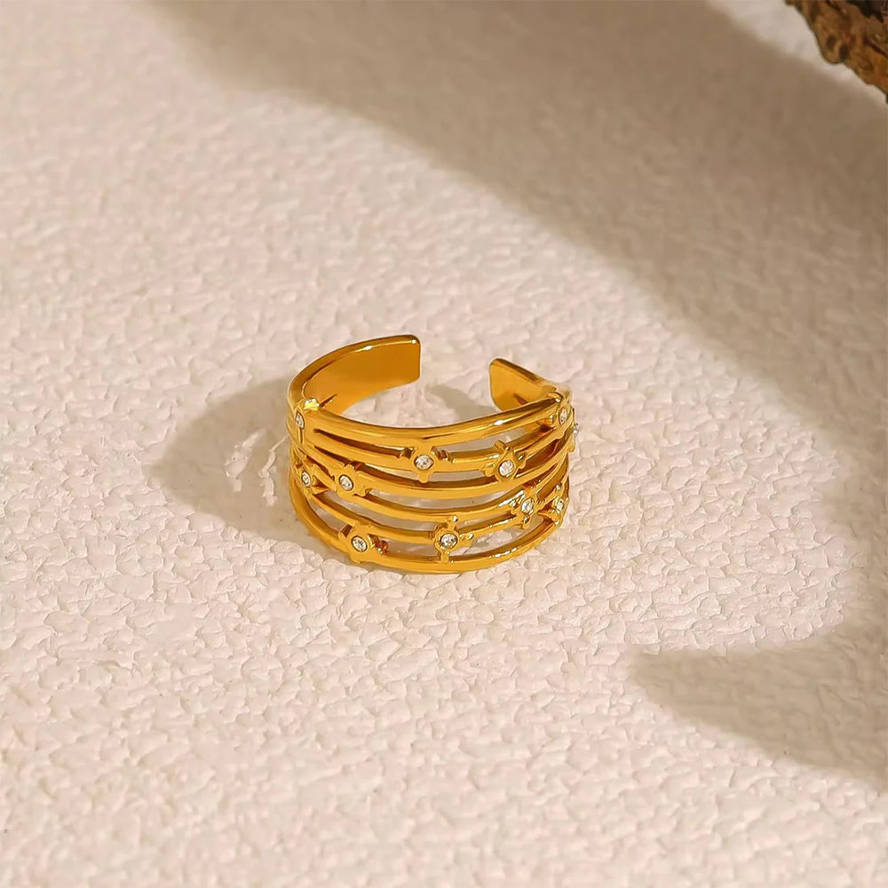 Crystal Stack Adjustable Ring