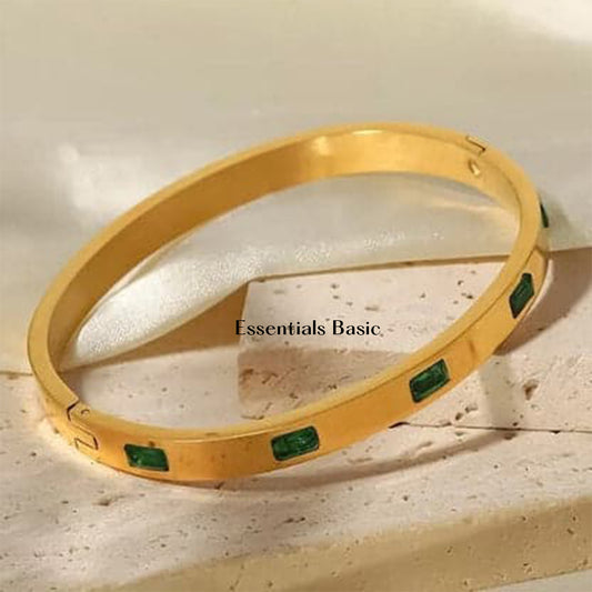 Cubic Emerald Bangle