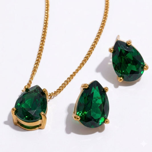 Emerald Tear Drop Set