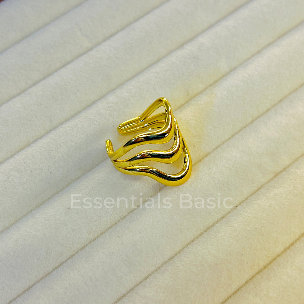 Golden Waves Adjustable Ring