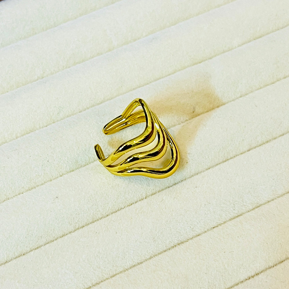 Golden Waves Adjustable Ring