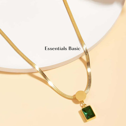 Green Emerald Snake Chain Pendent
