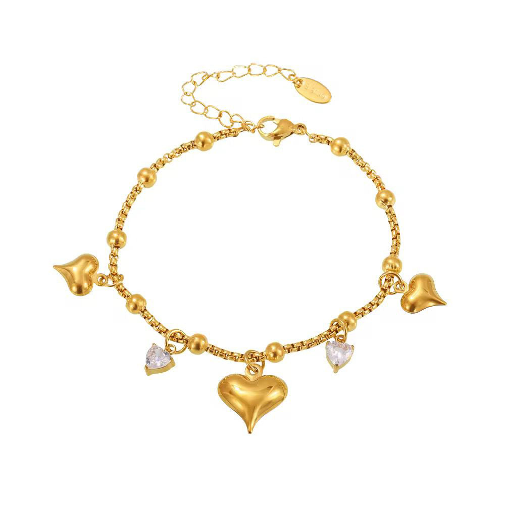 Heart Charm Zircon Bracelet