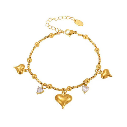 Heart Charm Zircon Bracelet