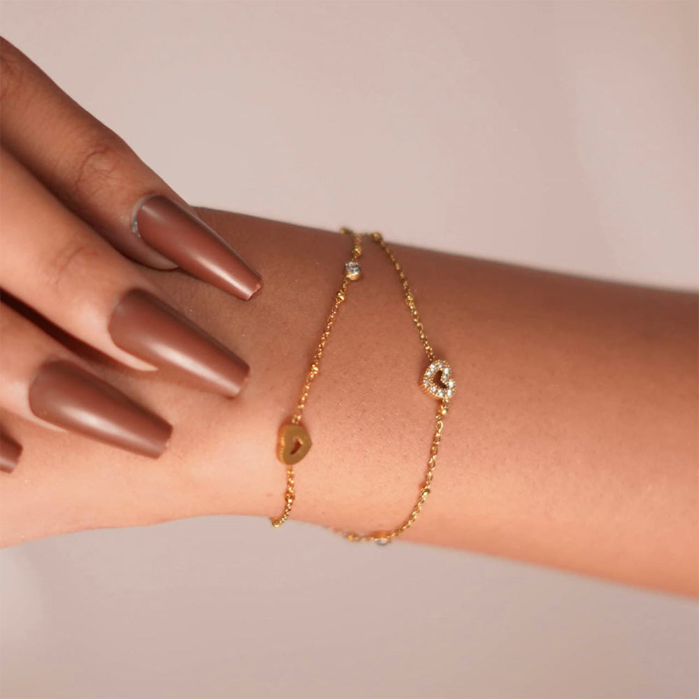 Sparkling Heart Double layer Bracelet