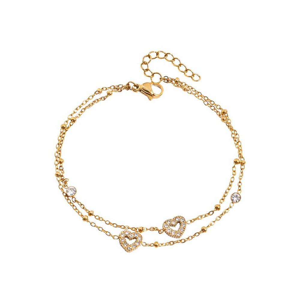 Sparkling Heart Double layer Bracelet