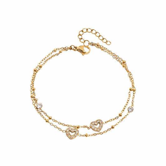 Sparkling Heart Double layer Bracelet