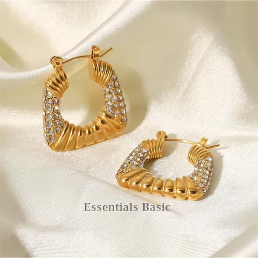 Square Crystal Hoops