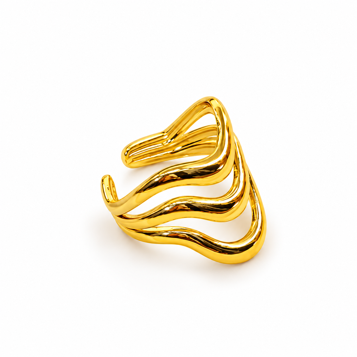 Golden Waves Adjustable Ring