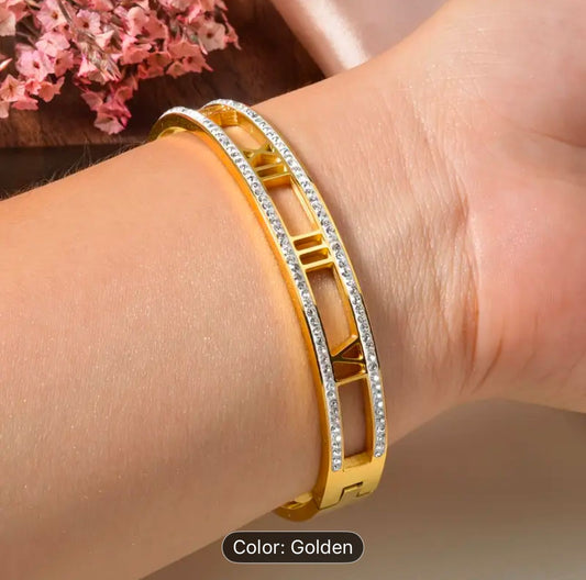 Hollow Roman Charm Bangle