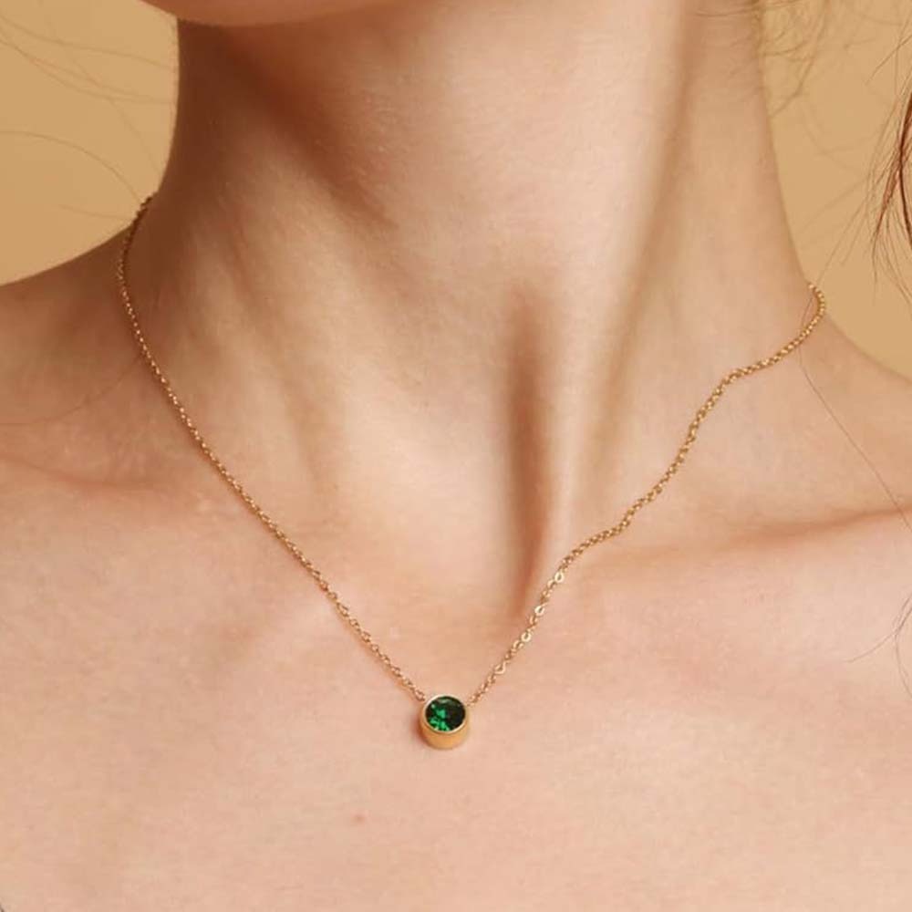 Sterling Round Green Gem Pendant