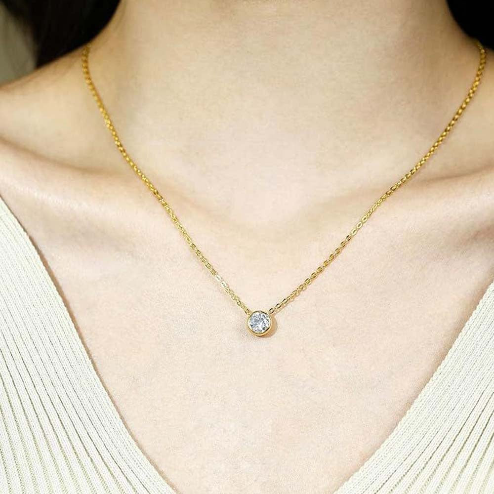 Sterling Round White Gem Pendant