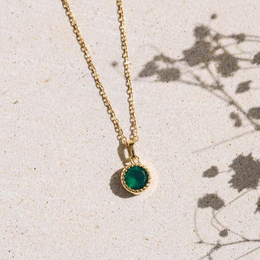 Sterling Round Green Gem Pendant
