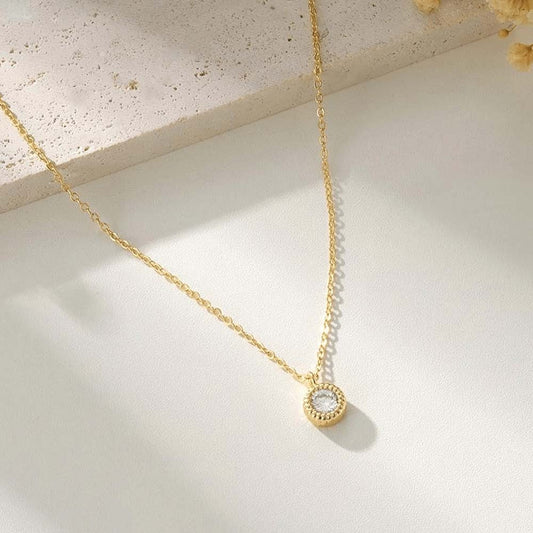 Sterling Round White Gem Pendant