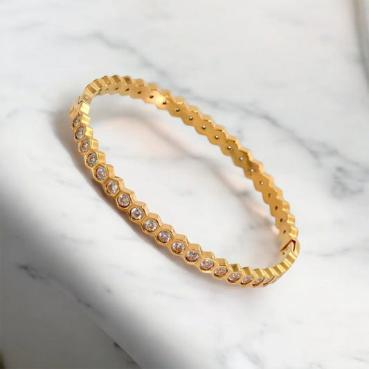 Hexagon Zircon Bangle