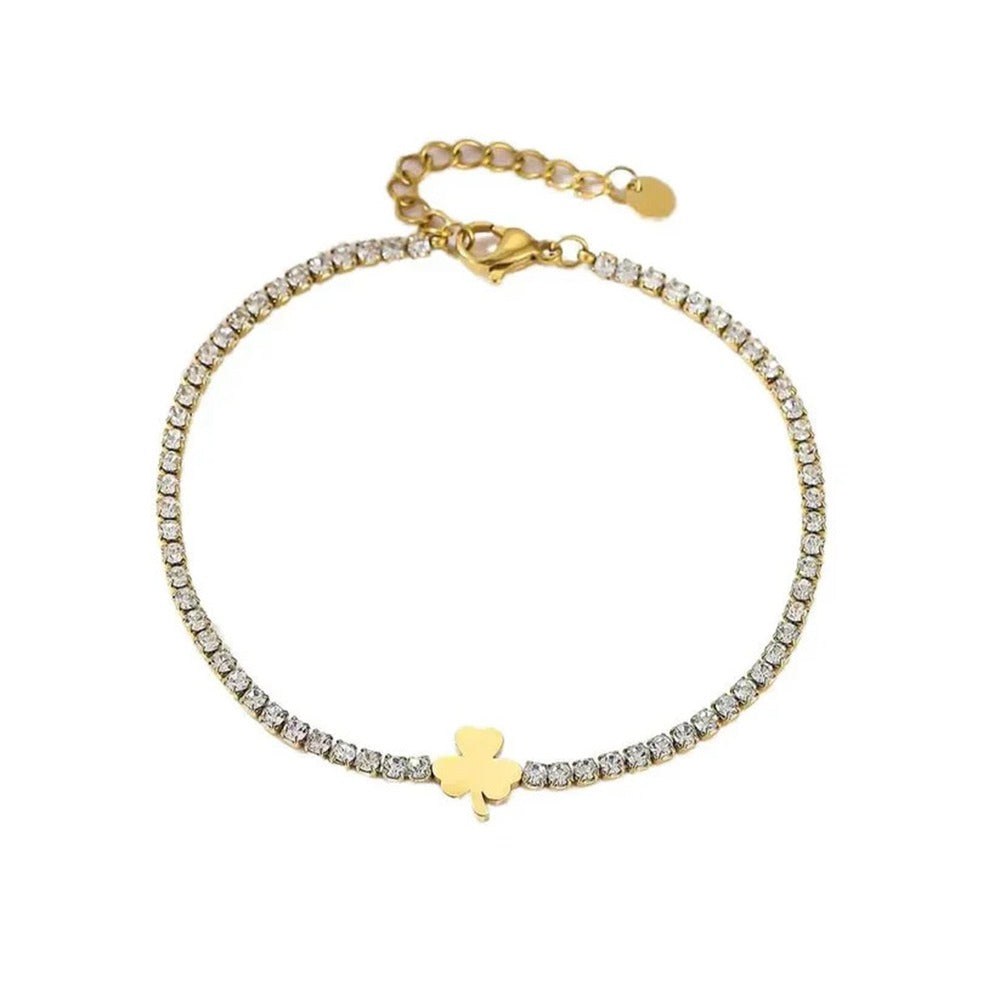 Leaf clover tennis bracelet