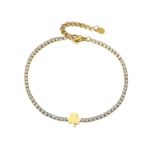 Leaf clover tennis bracelet