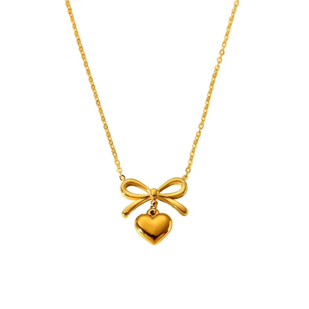 Bow Heart Necklace