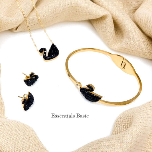 Black Swan Set - (Pendant, Studs, Bangle)