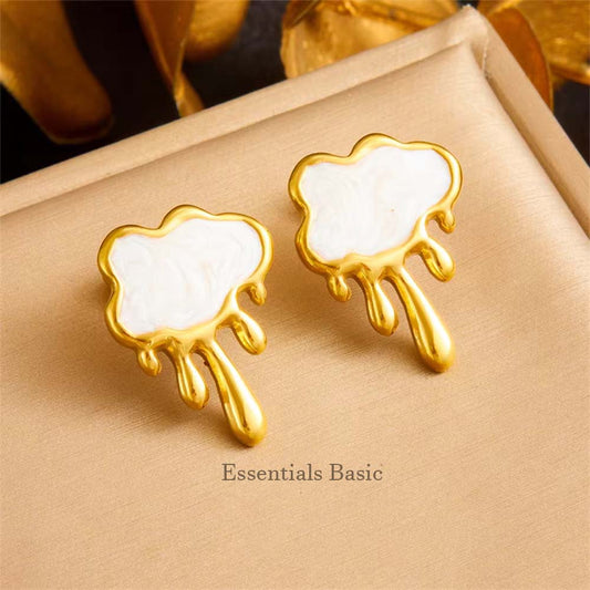 Cloud Dripping ( White ) earrings