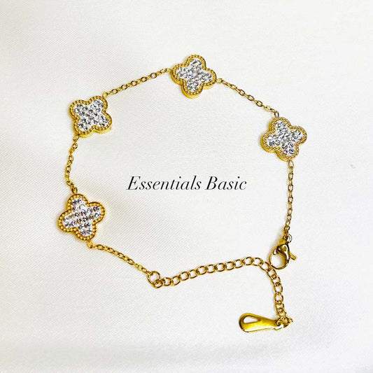 White Clover Crystal Bracelet