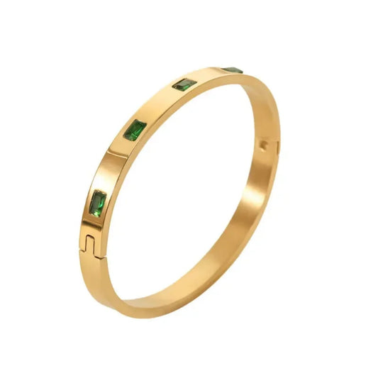 Cubic Emerald Bangle