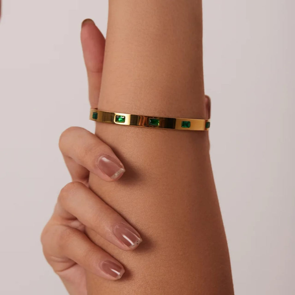 Cubic Emerald Bangle