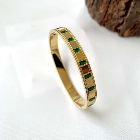 Emerald Grace Golden Bangle
